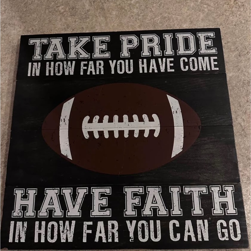 Hobby Lobby Black Wall Sign with Brown Football and White Lettering
